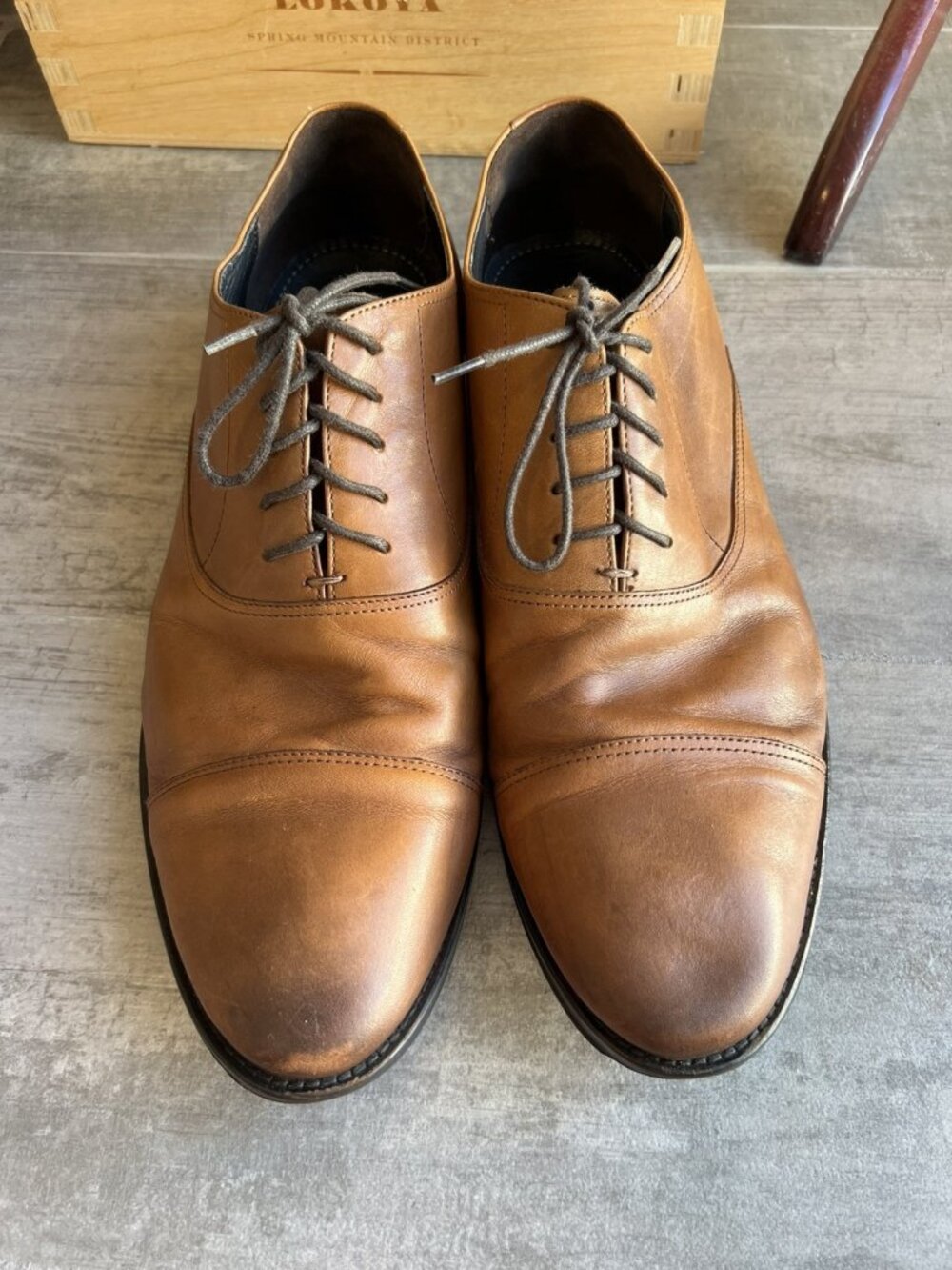 $225 Gordon Rush Oxford Mitchell Brown Leather Derby Cap Toe Dress Shoes 13